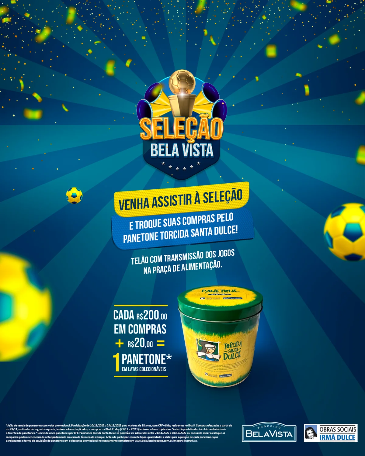 Shopping Bela Vista promove Bela Copa com telão e happy hour para os jogos do Brasil