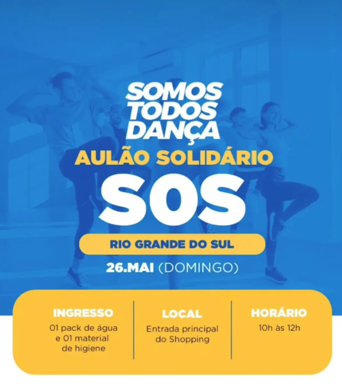 Shopping Bela Vista realiza aulão de dança solidário para ajudar o Rio Grande do Sul