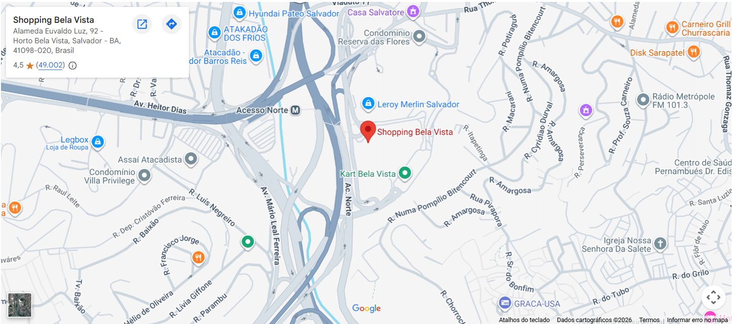 Mapa de localiza&ccedil;&atilde;o do Shopping Bela Vista